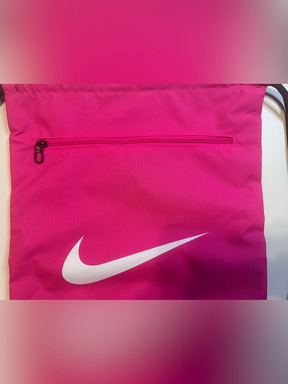 Nike Drawstring Backpack Hot Pink White Swoosh Black NWT